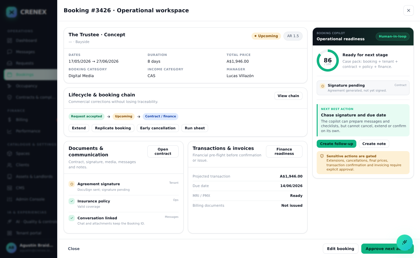Crenex OS booking 3426