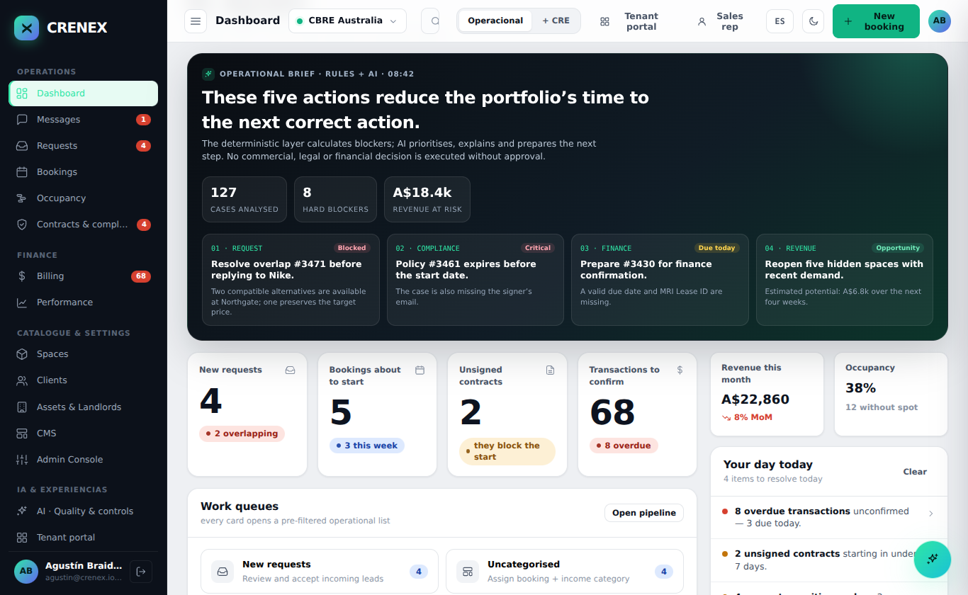 Crenex OS dashboard